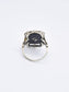 Art Deco 14K Gold Filigree Onyx Bezeled Diamond Ring SZ 5