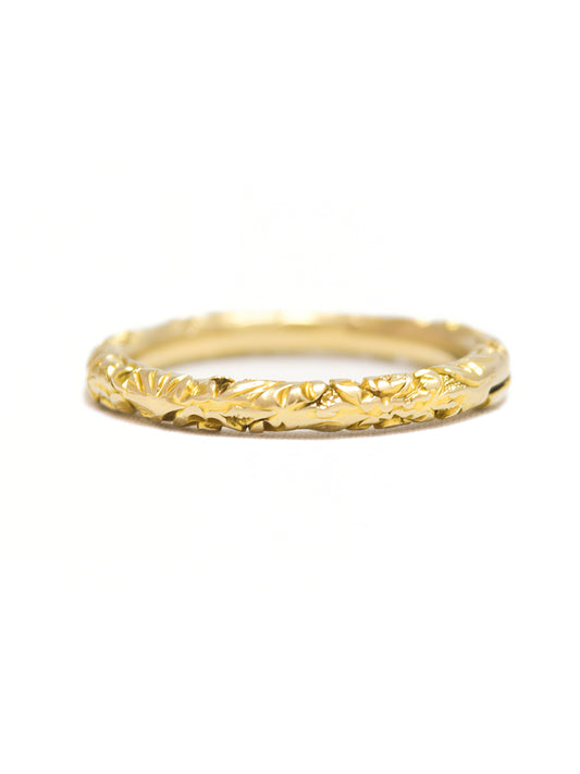 Antique Victorian 14K Gold Etched Scroll Motif Split Band Ring
