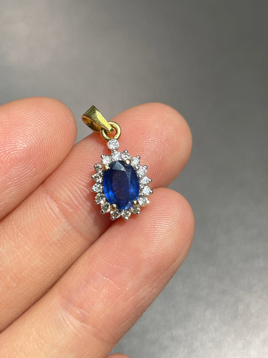 Vintage 14K Gold Sapphire Diamond Halo Charm