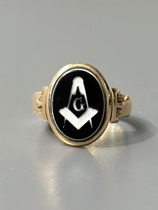 Bague Mason Onyx Vintage En Or 14K SZ 11