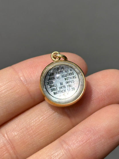 复古 14K 黄金芥菜籽信仰护身符马太福音 17:20 饰品