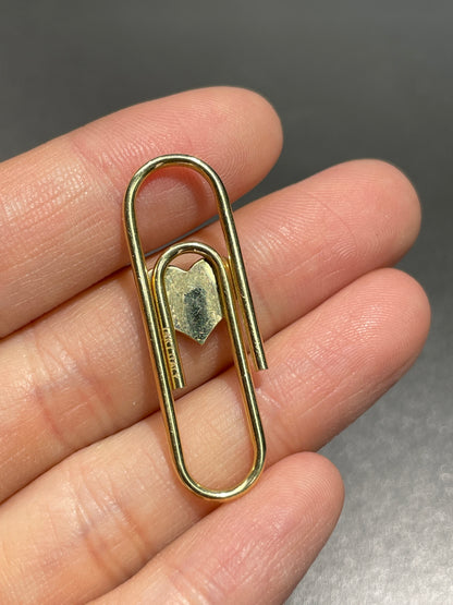 14K Gold Black Enamel Heart Paper Clip Charm