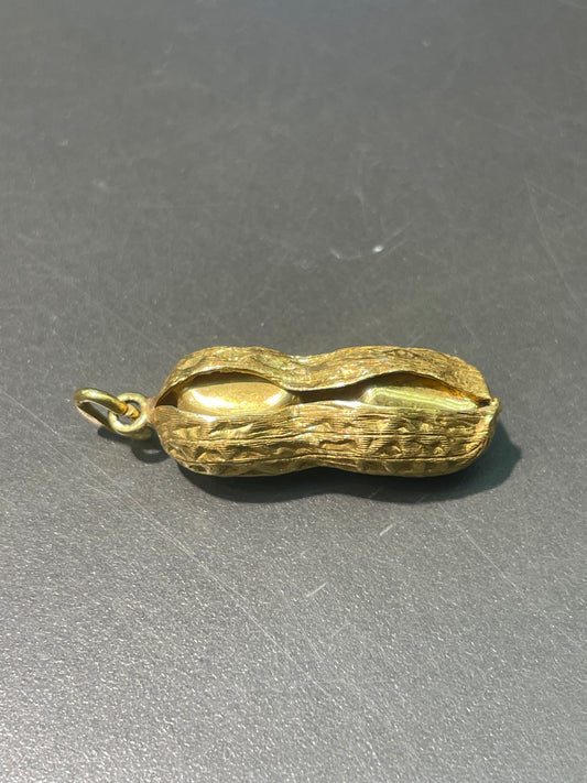 复古 18K 黄金大号花生吊坠
