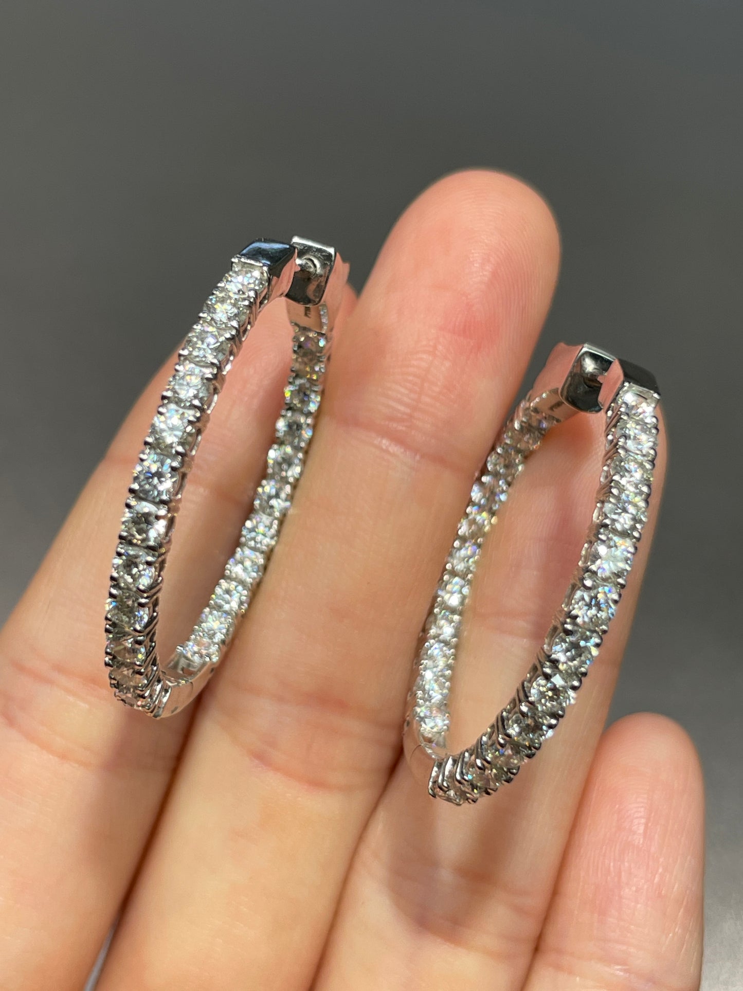 Platinum 4.0 CTW Diamond 30.0 mm Inside Out Hoop Earring
