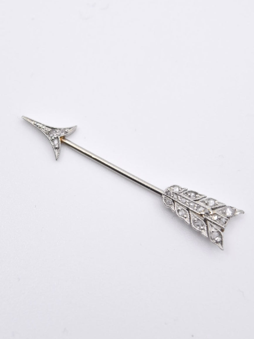 Broche Jabot flèche diamant platine édouardienne