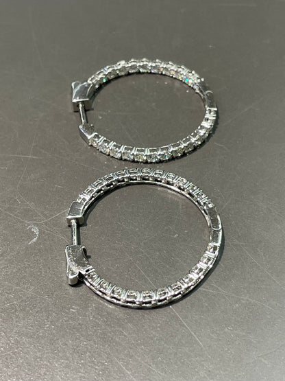 Platinum 4.0 CTW Diamond 30.0 mm Inside Out Hoop Earring