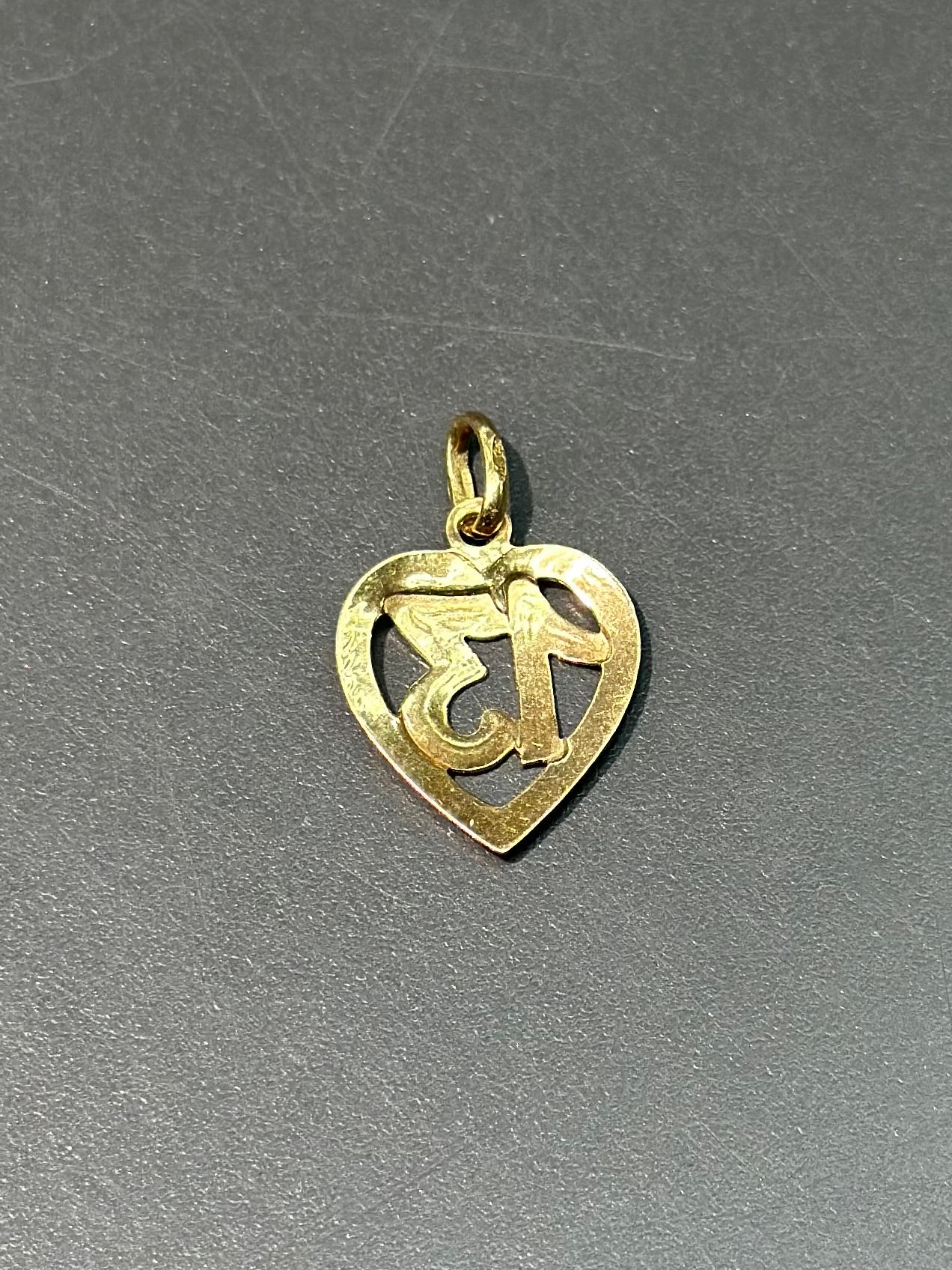 Vintage 14K Gold Open Heart Number “13” Charm