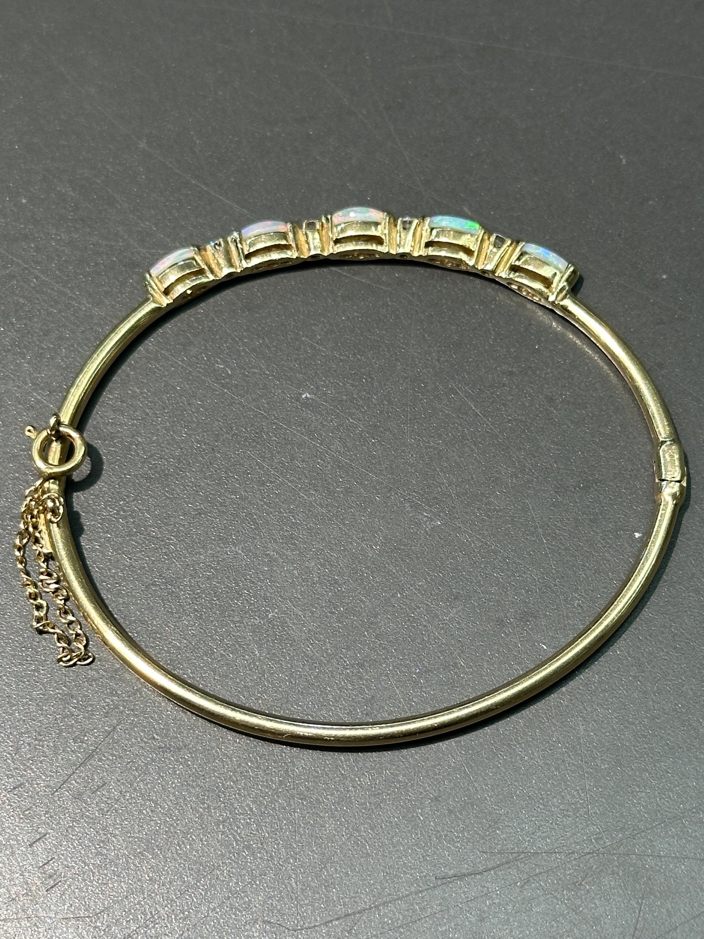 Vintage 14K Gold Opal Diamond Bracelet