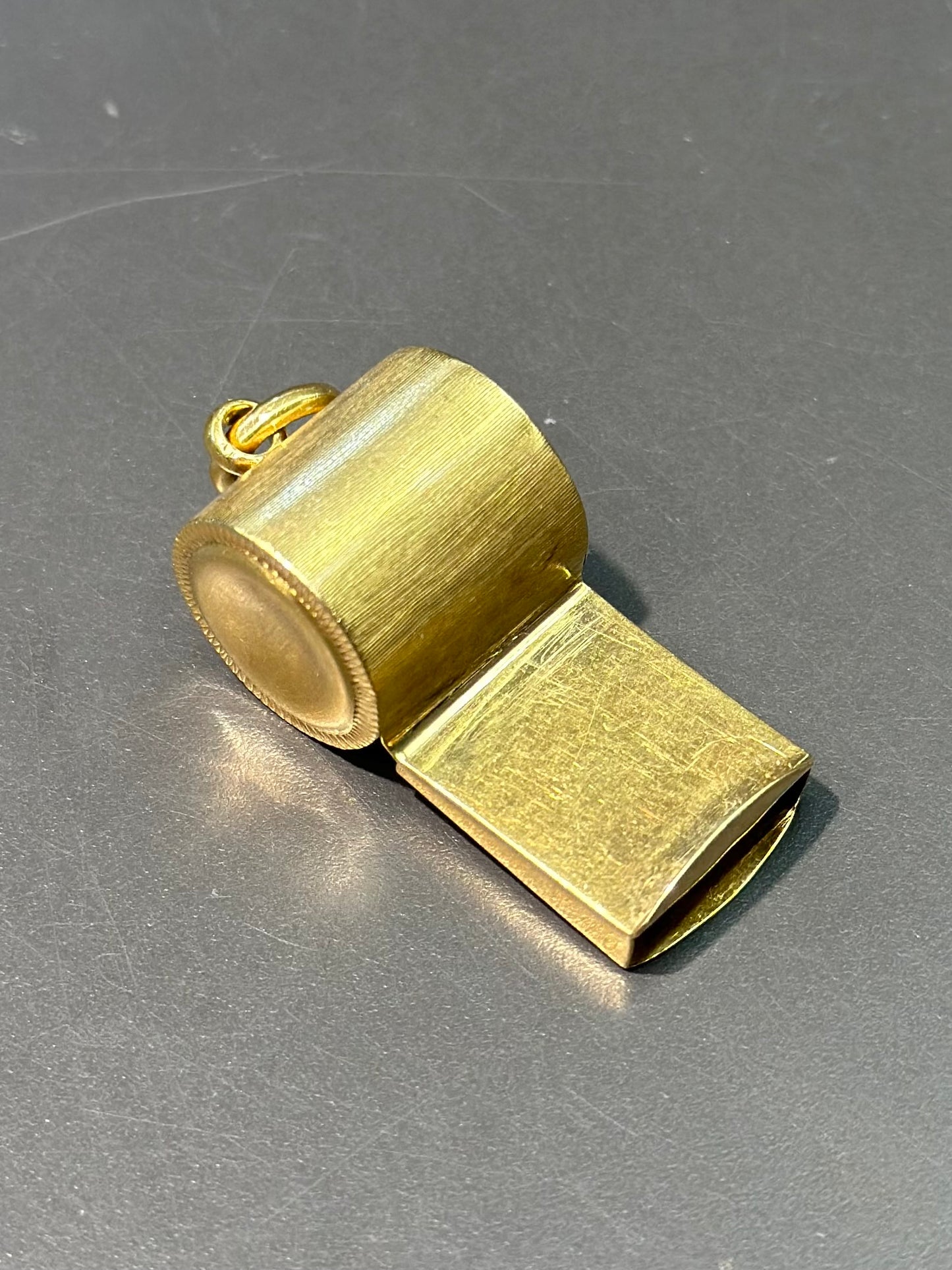 Vintage 18K Gold Extra Large Whistle Pendant