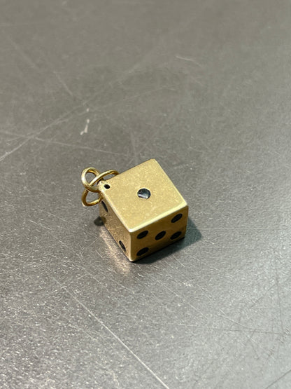Vintage 14K Gold Enamel Dice Charm