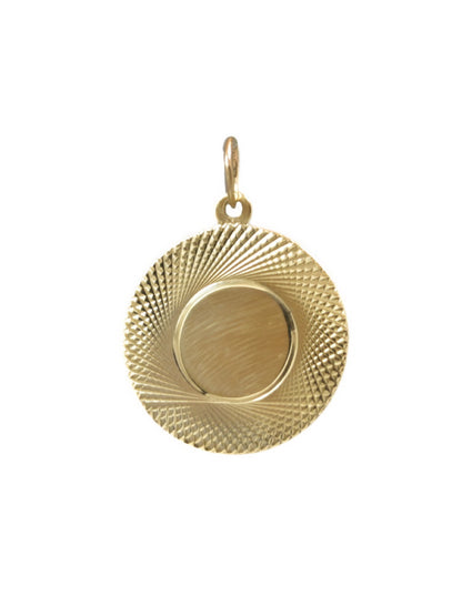 Vintage 14K Yellow Gold Engine Turned Circle Charm