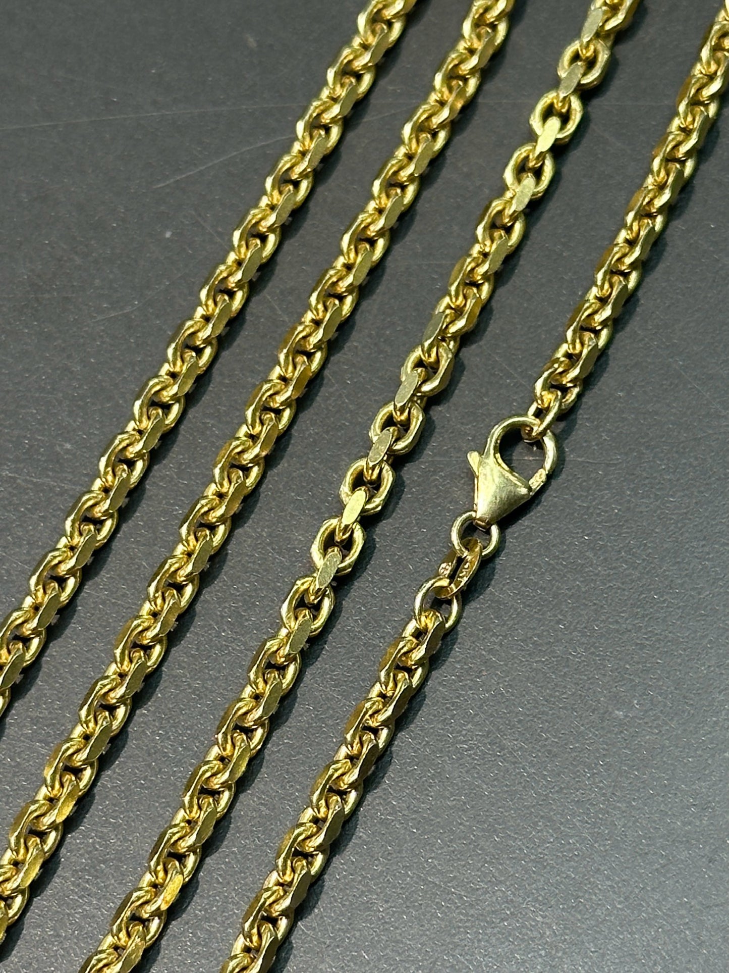 14K Yellow Gold 3.0 mm Solid Biker Link Necklace 18.5 inch