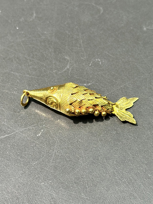 Vintage 24K Gold Articulated Fish Charm