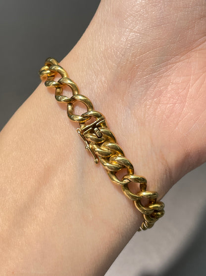 Vintage 14K Yellow Gold Solid 7.5mm Curb Link Bracelet