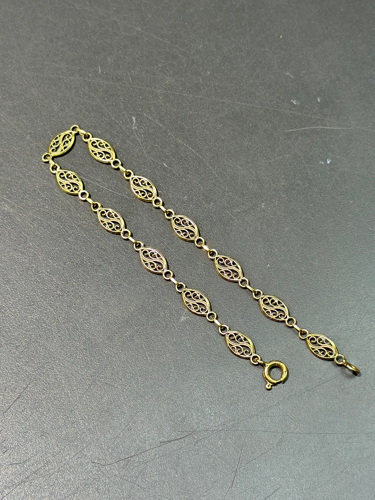 复古 18K 金花丝手链