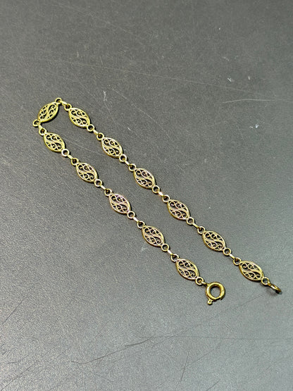 复古 18K 金花丝手链