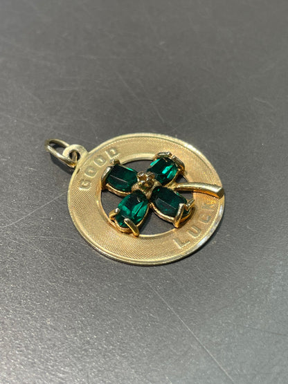 Vintage 14K Yellow Gold Good Luck Clover Charm Pendant