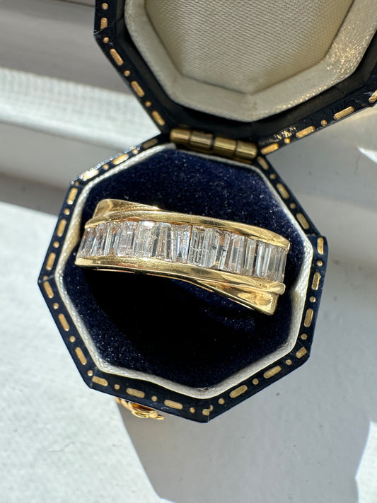 18K Gold 1.7 CTW Tapered Baguette Cut Diamond Ring