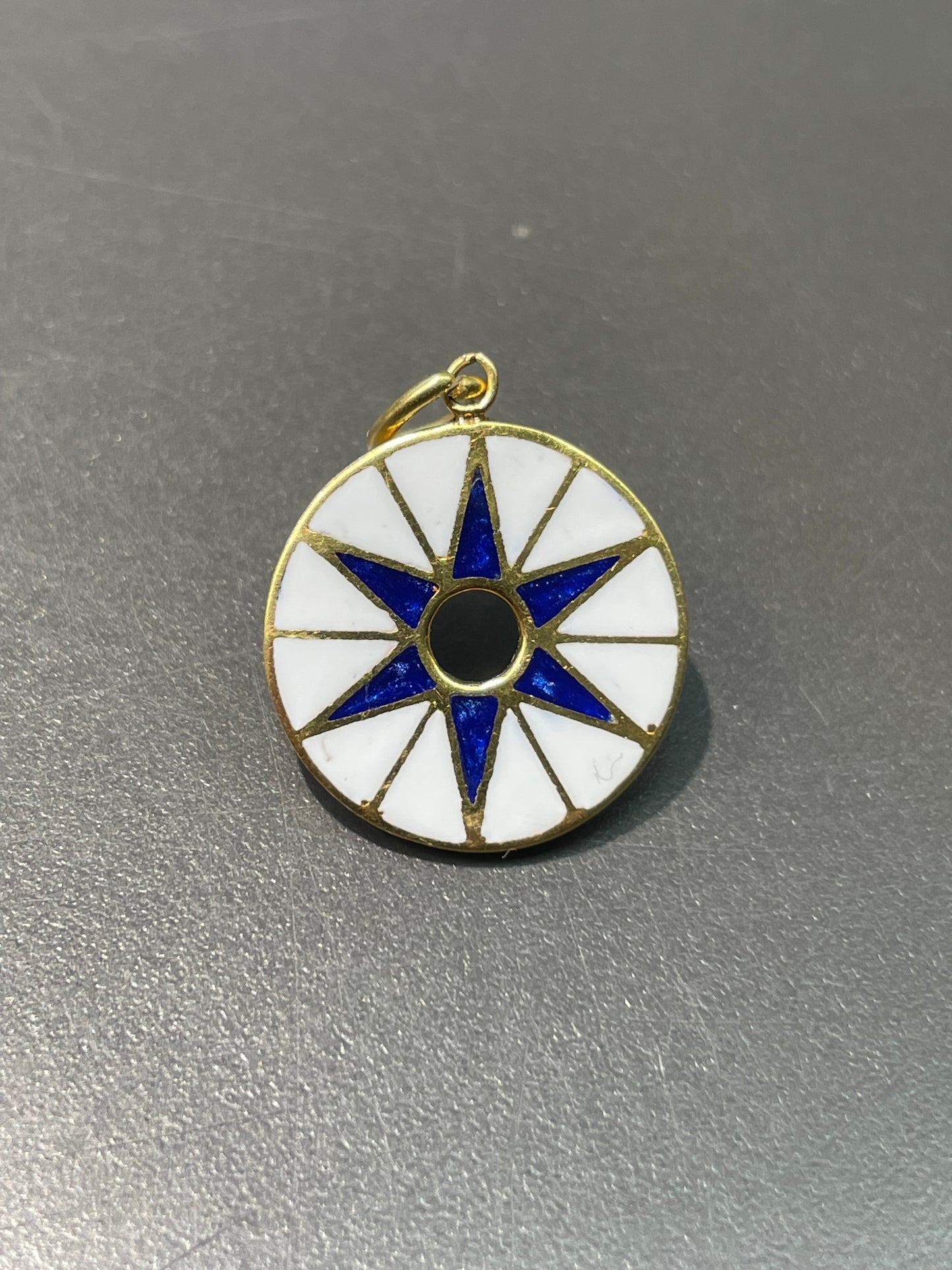 18K Yellow Gold Enamel Star Charm Pendant