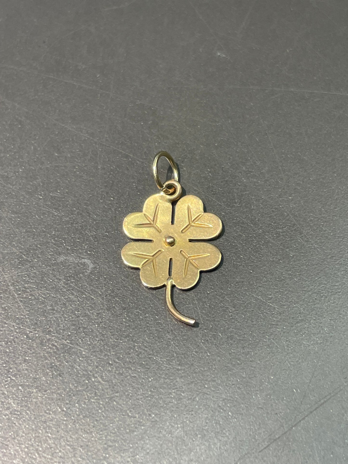 Vintage 18K Yellow Gold Four Leaf Clover Charm