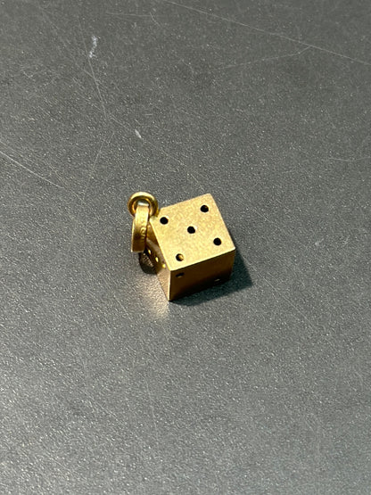 复古 18K 金骰子吊饰