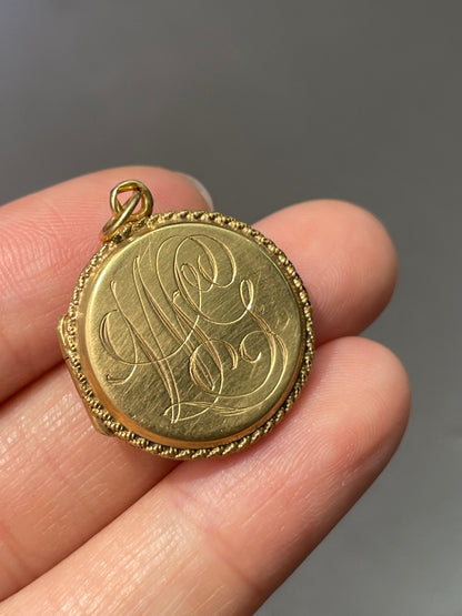 Antique 14K Gold 0.92 CTW Crescent and Star Diamond Locket Pendant