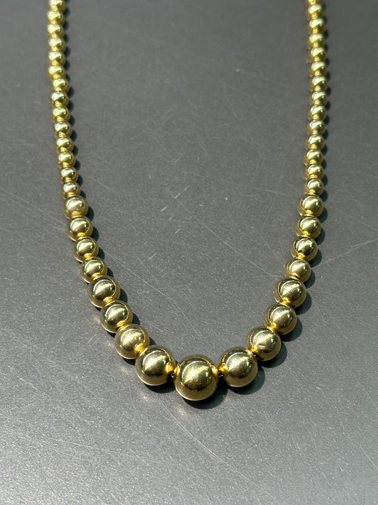 Vintage 14K Gold Graduated Bead Necklace