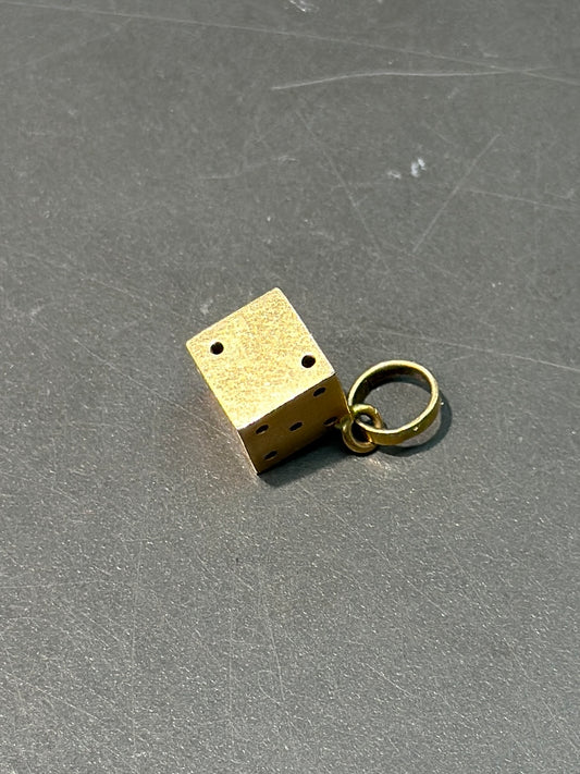 复古 18K 金骰子吊饰