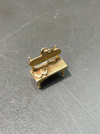 Vintage 14K Gold "Hold Me Tight" Heart Bench Charm