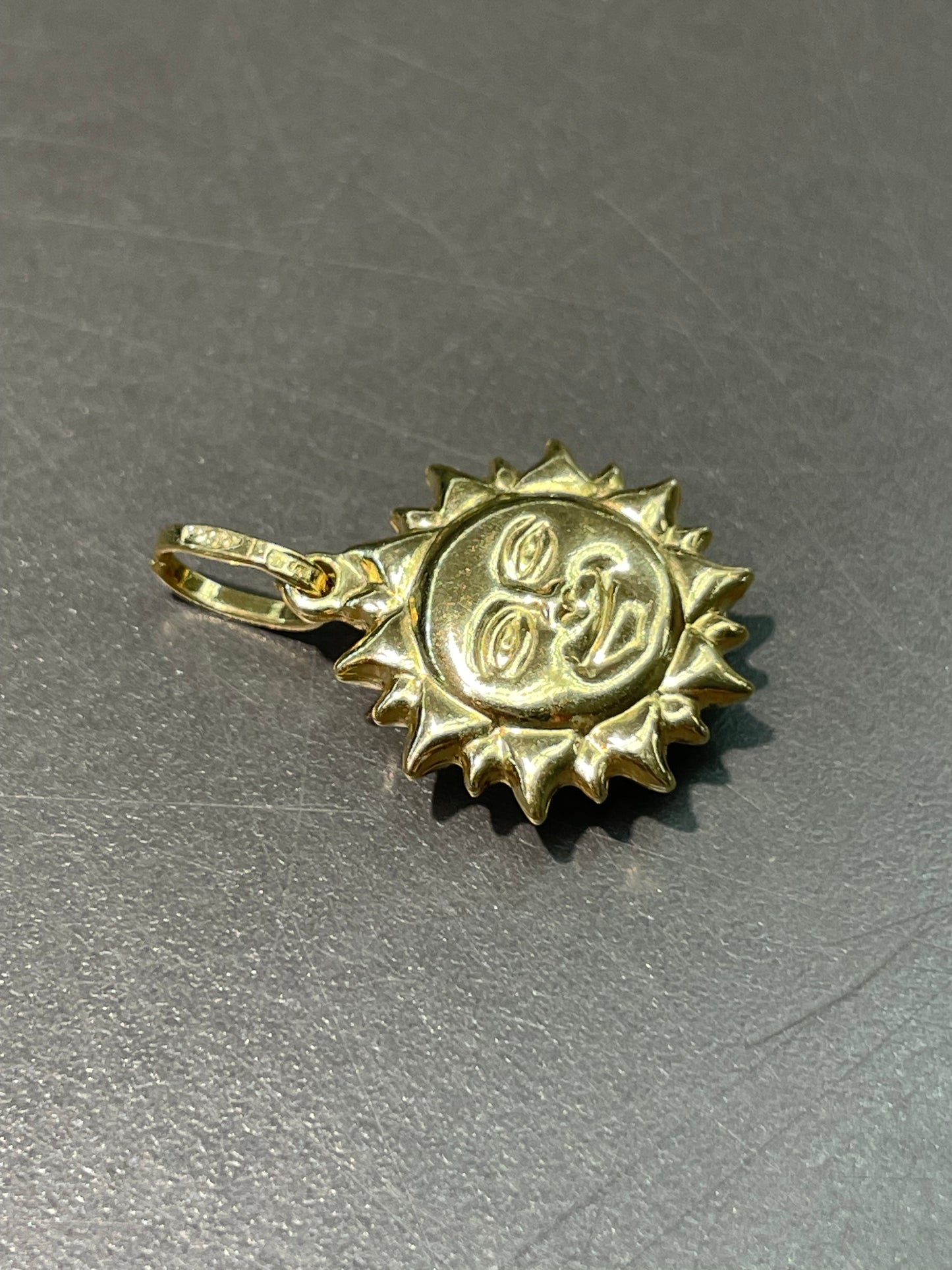 Vintage 18K Yellow Gold Sun Man Charm