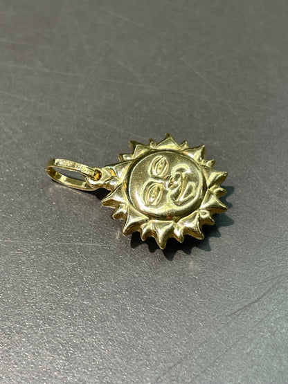 Vintage 18K Yellow Gold Sun Man Charm