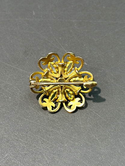 Broche fleur d’opale en or Art Nouveau 14 carats