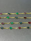 Vintage 18K Gold Emerald Sapphire and Ruby Curb Link Necklace