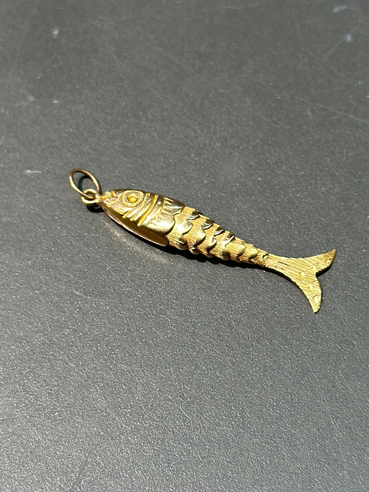 Vintage 18K Gold Articulated Fish Charm