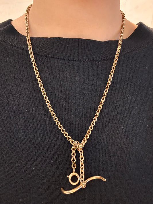 Vintage 14K Yellow Gold Fancy Link Albert Watch Chain Necklace