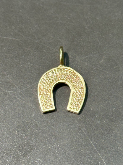 复古 14K 金块马蹄形吊饰