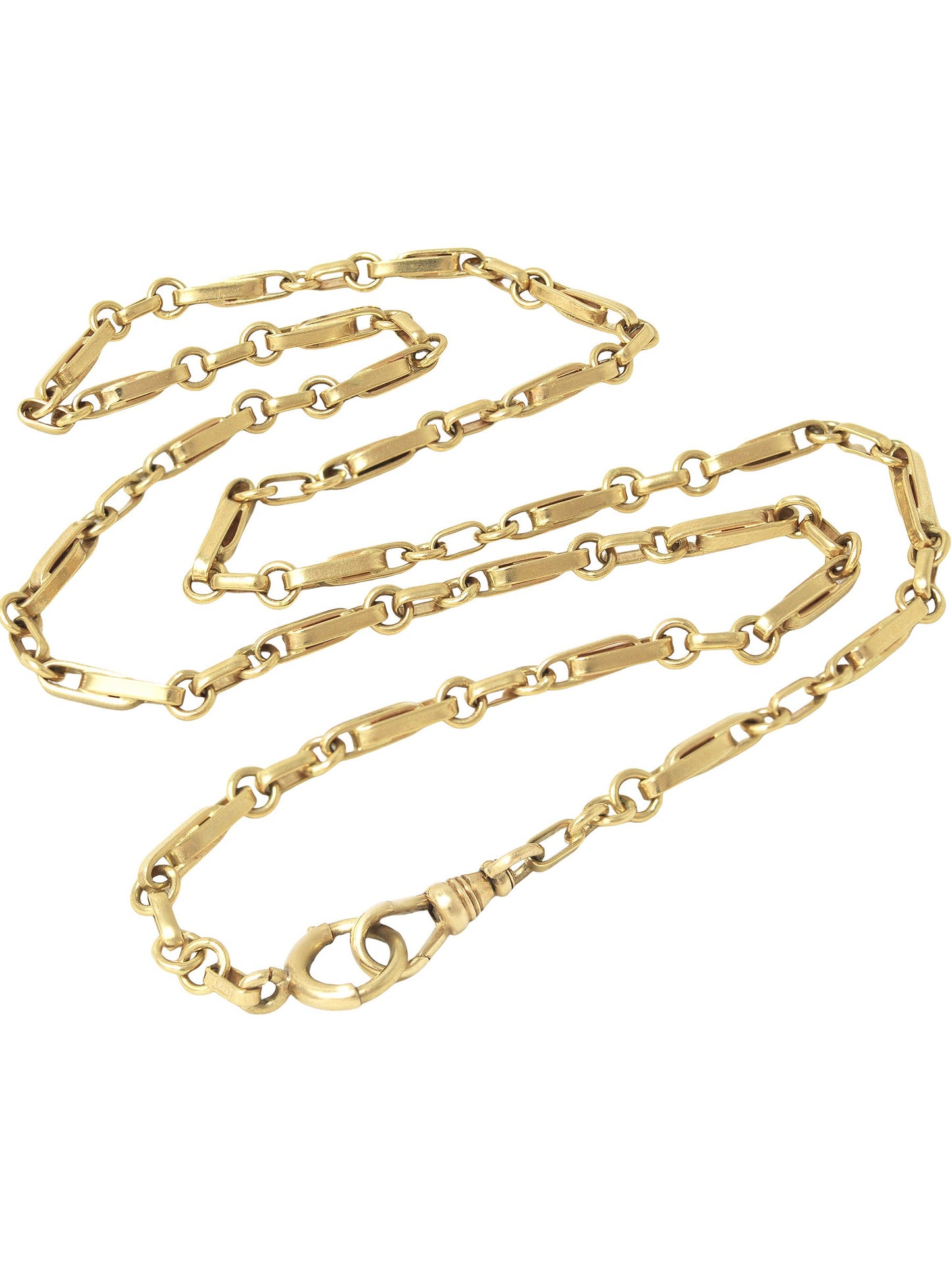 Vintage 14K Gold Fancy Link Watch Chain Necklace