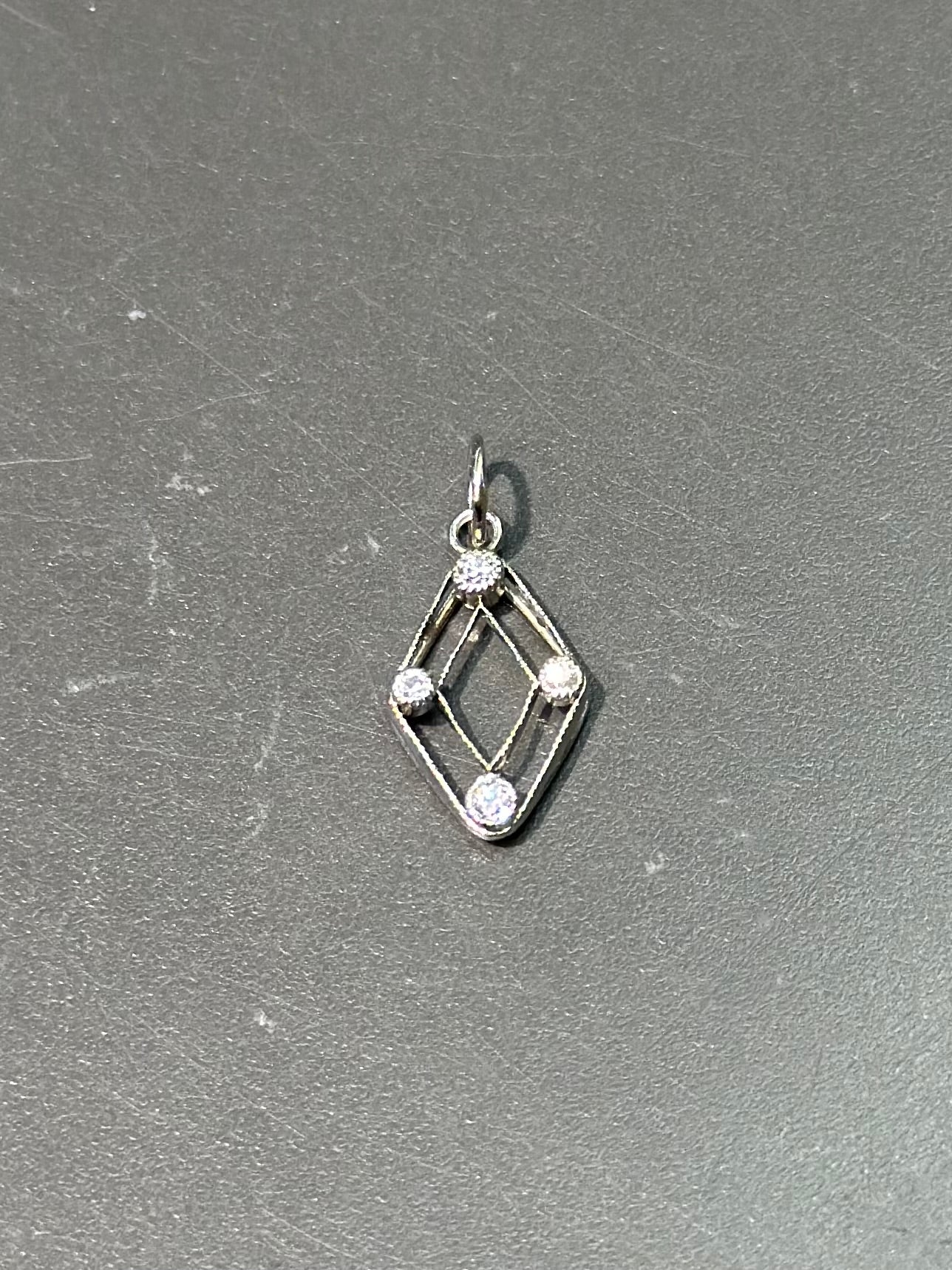 Art Deco Platinum Diamond Rhombus Charm