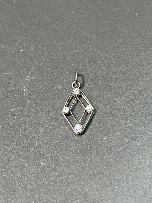 Art Deco Platinum Diamond Rhombus Charm