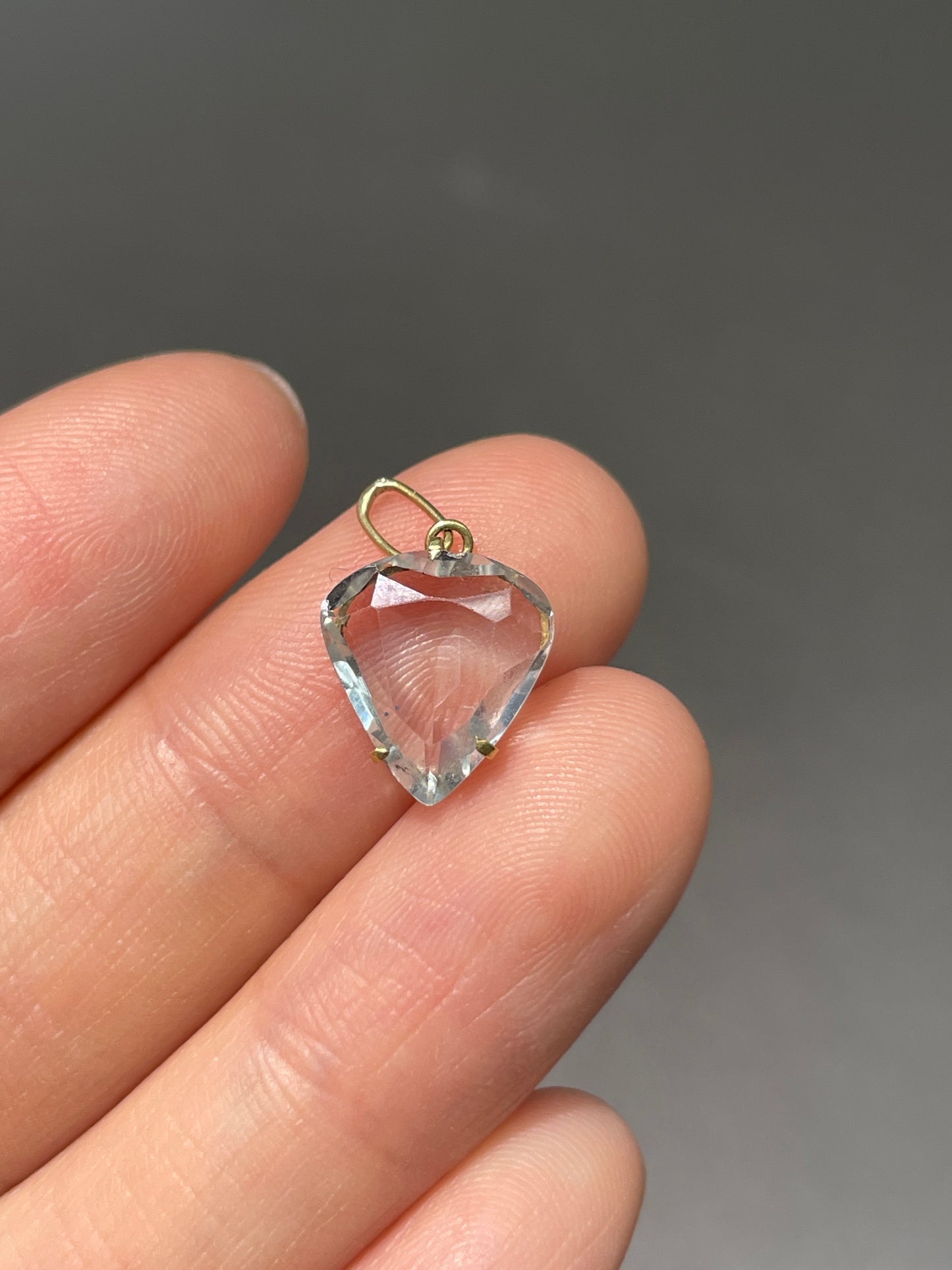 Vintage 18K Gold Aquamarine Heart Charm