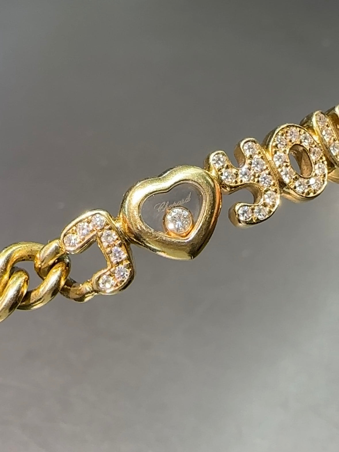 Chopard 18K 黄金 0.39 CTW Happy Diamonds 我爱你 链式手链