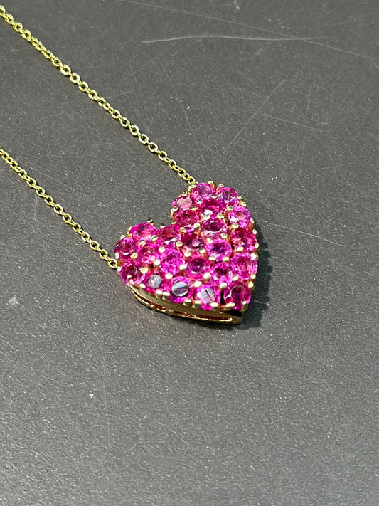 14K Gold Natural Ruby Pavé Pendant