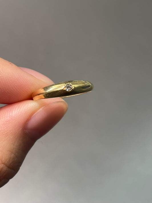 Vintage 18K Yellow Gold Diamond Gypsy Pinky Ring