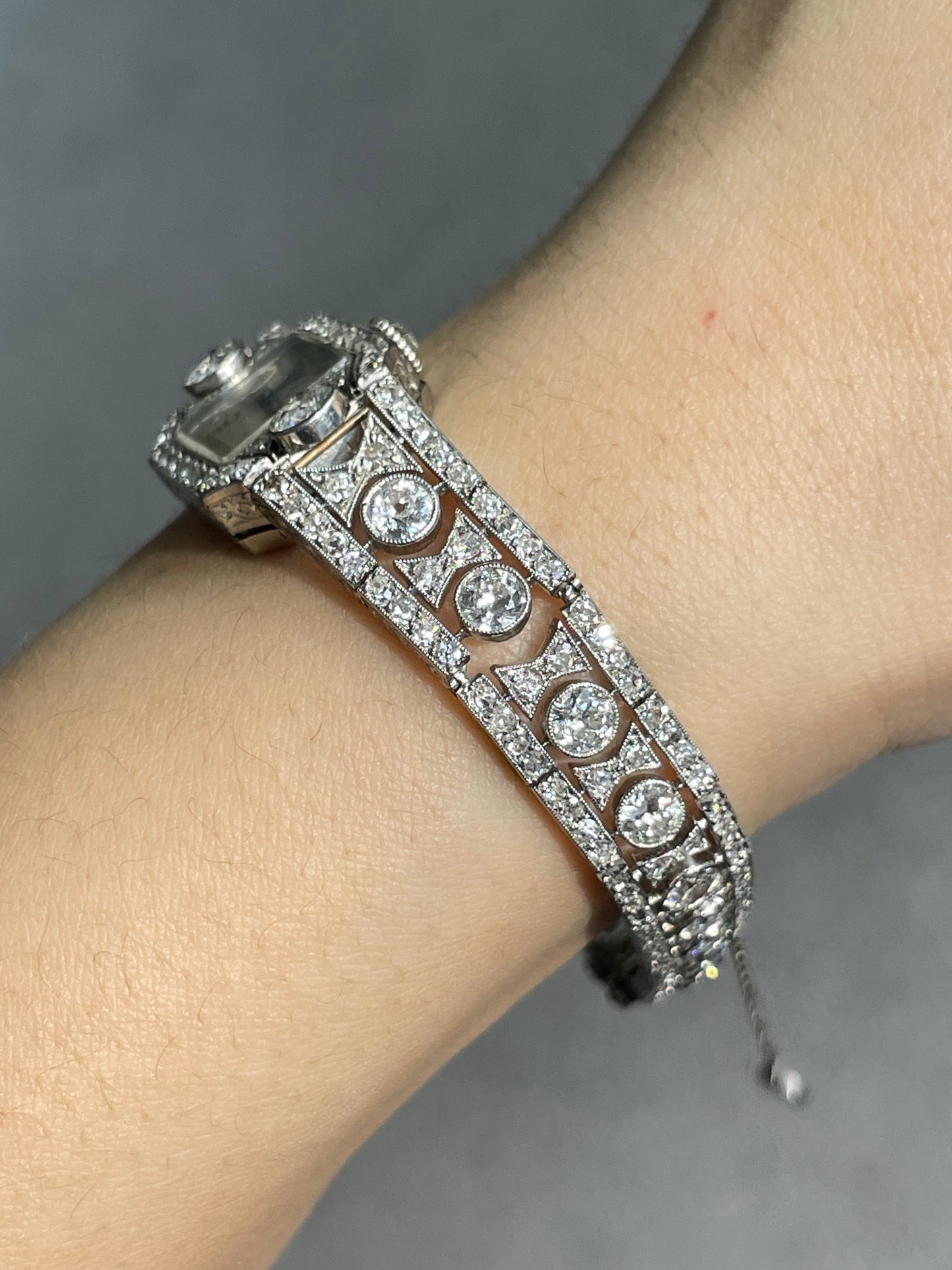 Art Deco French Platinum 8.10 CTW Diamond Watch Bracelet