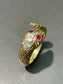 Vintage 14K Yellow Gold 0.26 CTW Diamond Ruby Snake Ring