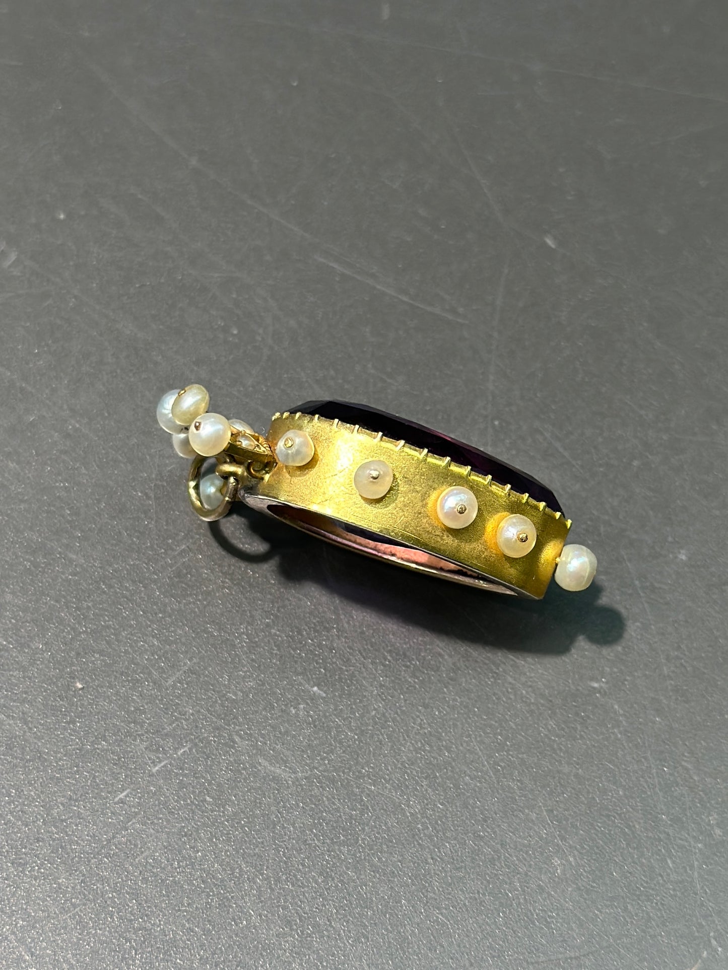 维多利亚 14K 金紫水晶天然珍珠皇冠吊坠
