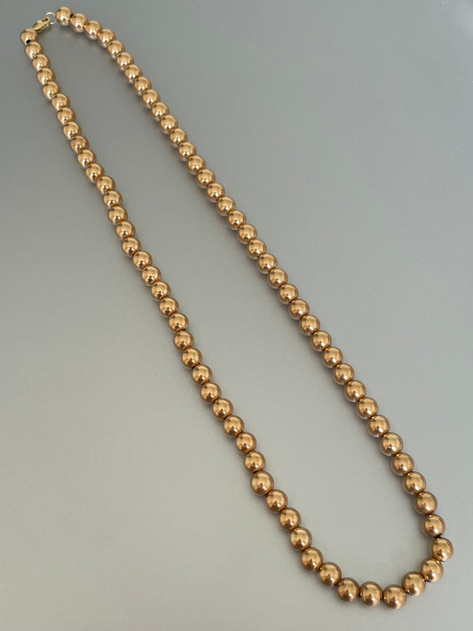 Vintage 14K Yellow Gold 6.0 mm Bead Necklace