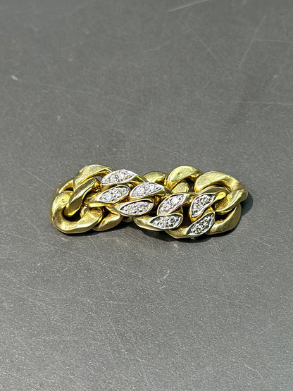 复古 18K 金 0.16 CTW 钻石链环戒指 尺寸 6.5