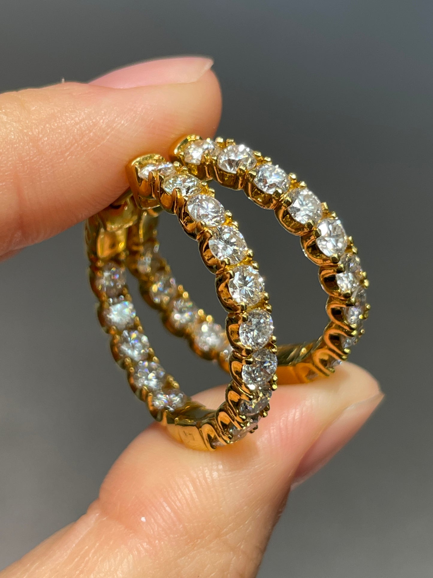 14K Yellow Gold 3.36 CTW Diamond Hoop Earring