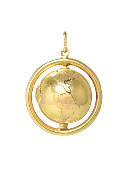 Vintage 14K Gold Large Spinning Globe Charm